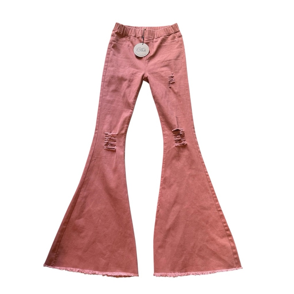 New Aaron & Amber burnt orange distressed Flared Women Jeans